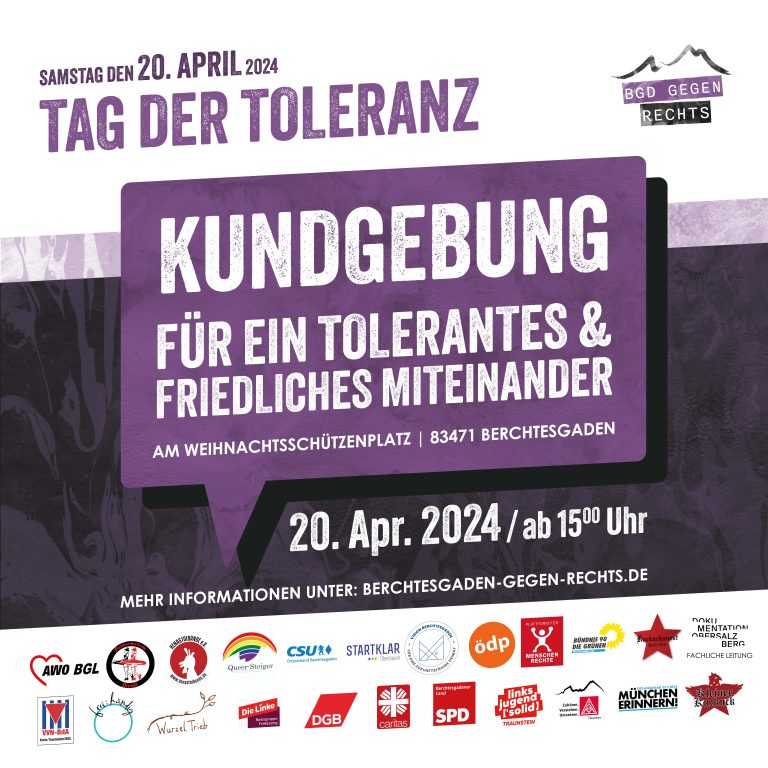 Tag der Toleranz | 20. April 2024, Berchtesgaden